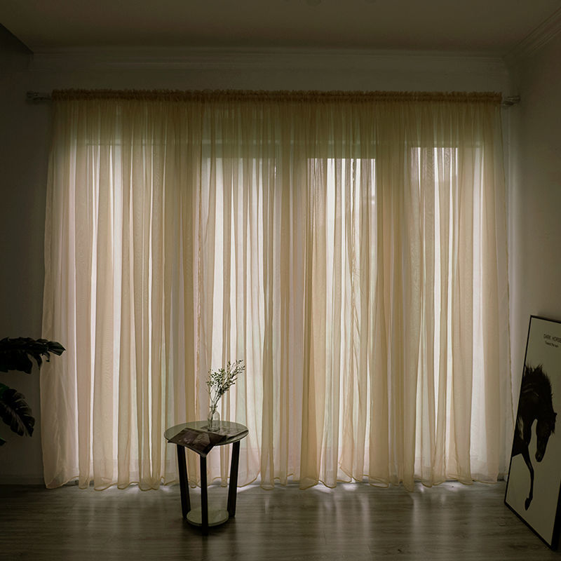 Simple And Modern Balcony Solid Color Gauze Curtain