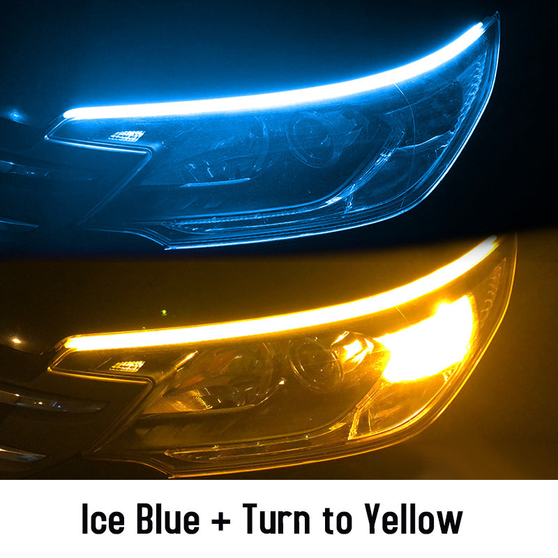 Led DRL Car Daytime Running Lights Flexible Waterproof Auto Turn Signal Yellow Brake Side Headlights Light Car Accessories