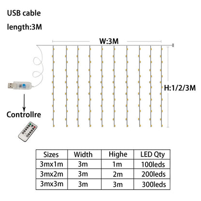 Curtain Lamp Copper Wire Lamp String Usb Remote Control 300Led3 Net Red Decorative Lamp Room Layout