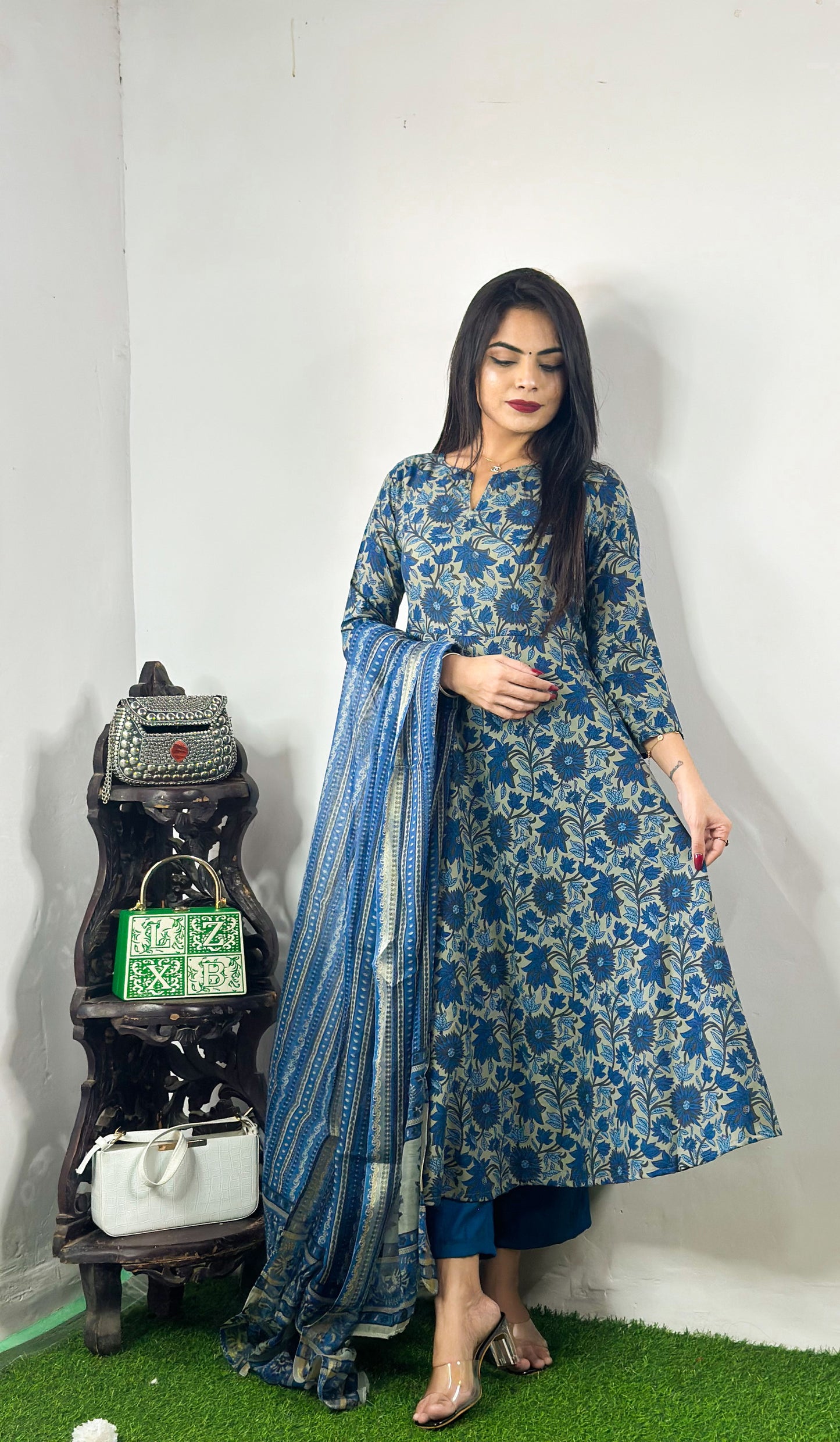 Beautiful Design Rayon Suit With Bottom And Dupatta