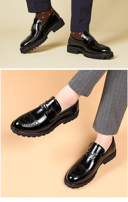 Slit Beads Matte Craft Leather Shoes Men