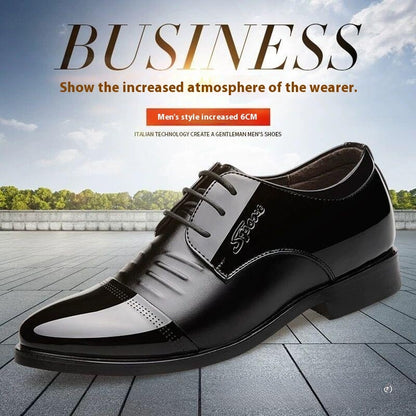 Men's Autumn Height Increasing Casual Black Groom Wedding Shoes