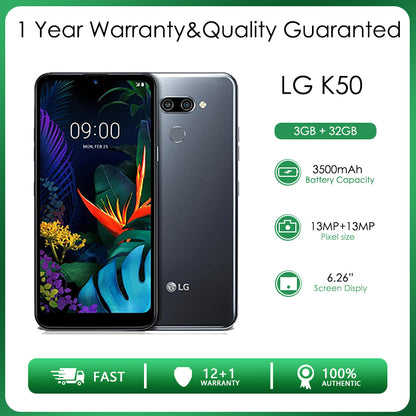 LG K50 Refurbished Unlocked LG K12 Max  32GB 3GB RAM 4G LTE Octa-core Rear Camera 13MP 6.26" Phone