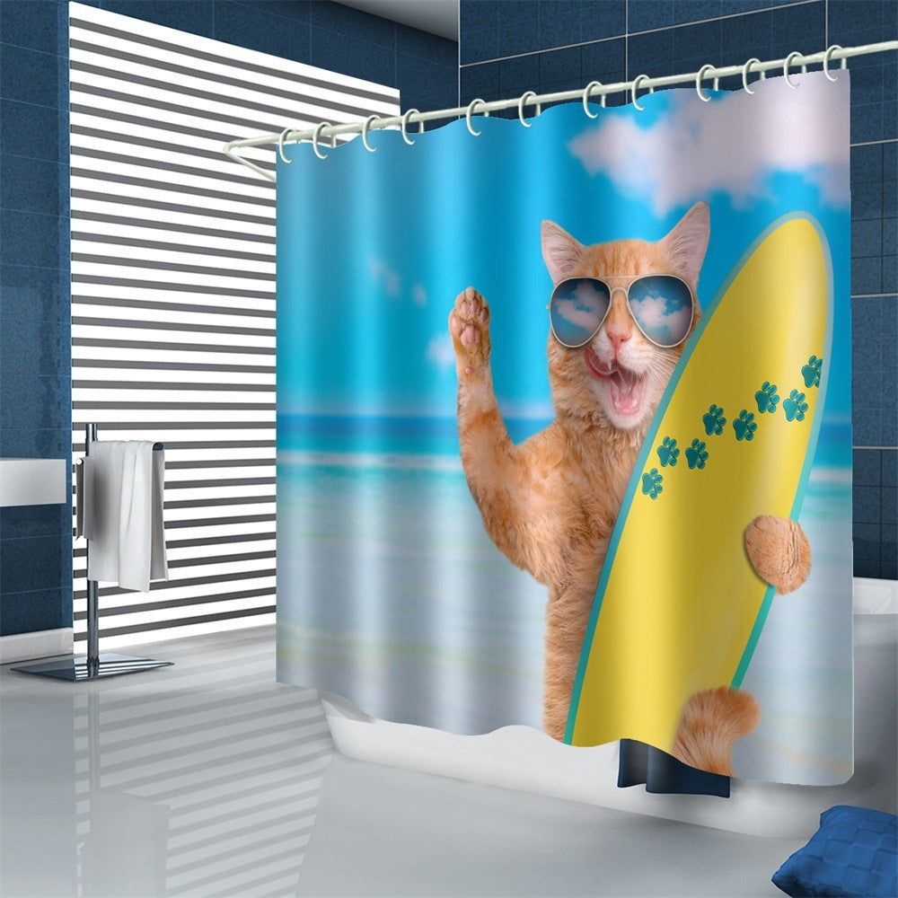 Waterproof polyester shower curtain