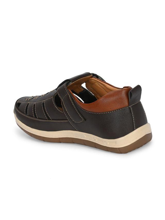 "Men's Luxury Feet Brown Leather Sandals," "Brown Leather Sandals," and "Luxury Men's Sandals"