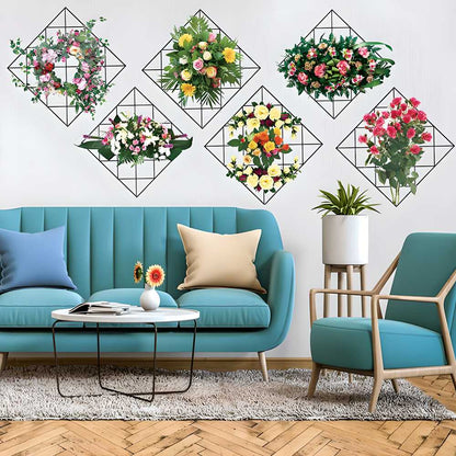 Home Wall Art Grid Flower Pattern Sticker Office Decals The Flowers