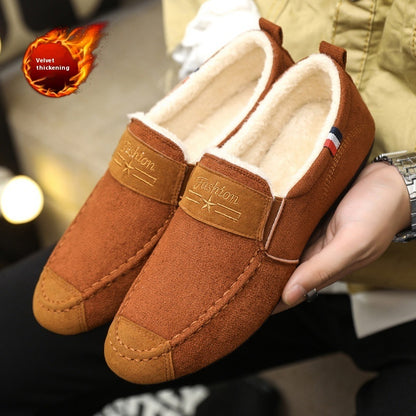 Men's Shoes Autumn And Winter Fleece-lined Gommino