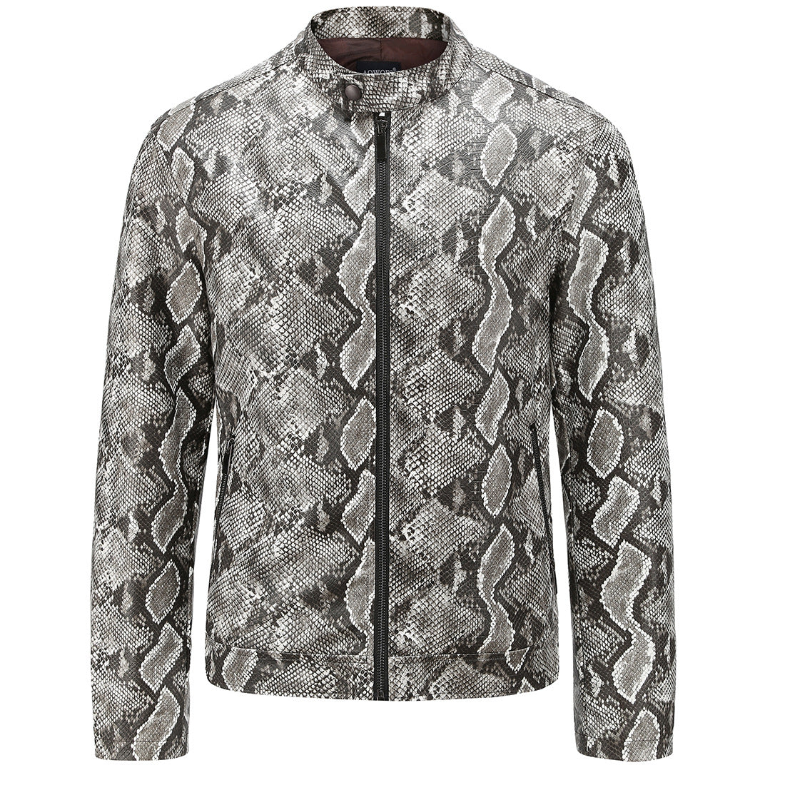 Leather jacket snakeskin print leather jacket for men