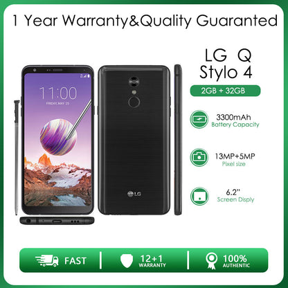 LG Q Stylo 4 Q710ULM Refurbished Unlocked  32GB 2GB RAM 4G LTE Rear Camera 13MP 6.2" Phone