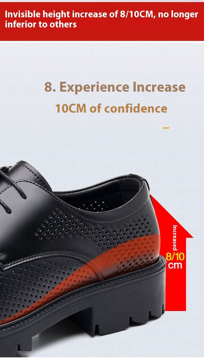 Men's Height Increasing Breathable Cowhide Leather Shoes