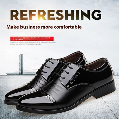 Men's Autumn Height Increasing Casual Black Groom Wedding Shoes