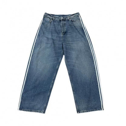 American high street side three-bar jeans and pants men and women with the same fashion brand BAGGYJEANS