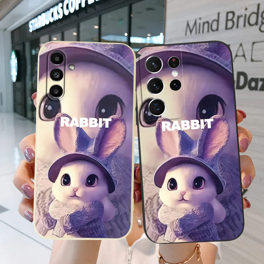 Case For Samsung Galaxy M21 2021 M23 5G M30 M30S M31 M32 4G Phone Cover Soft Silicon purple rabbit