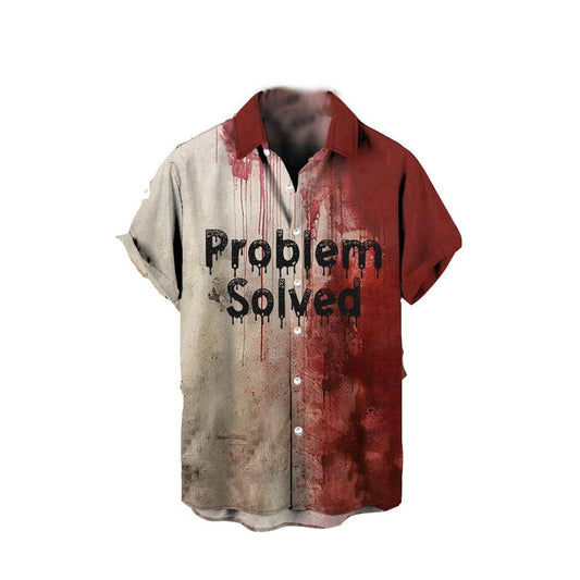 Loose Bloody Printed Casual Men's Clothing Shirt