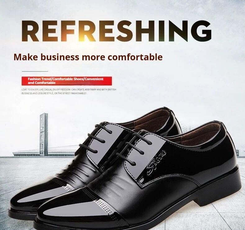 Men's Autumn Height Increasing Casual Black Groom Wedding Shoes