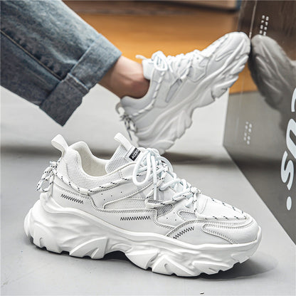 Men's Fashionable Sports Thick Sole Height Increasing Couple Lace Up Outdoor Wear-resistant Dad Shoes