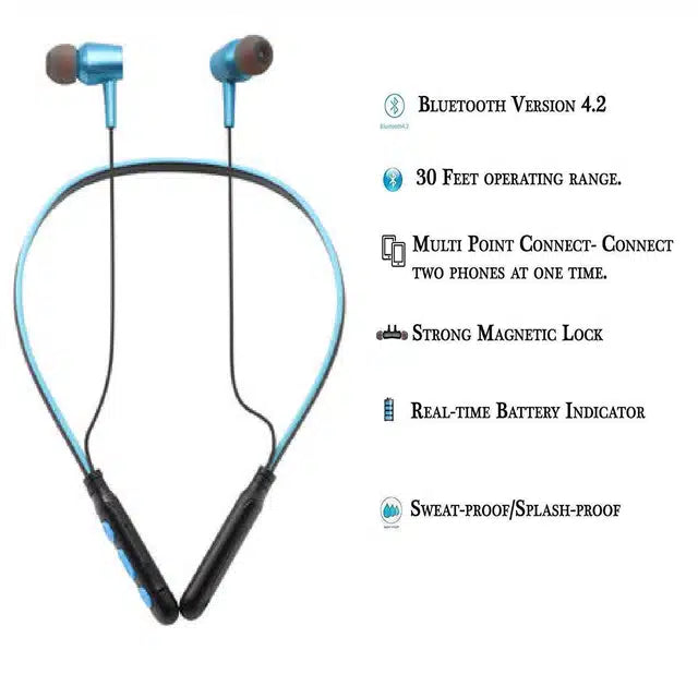 Wireless Bluetooth Neckband (Sky Blue)