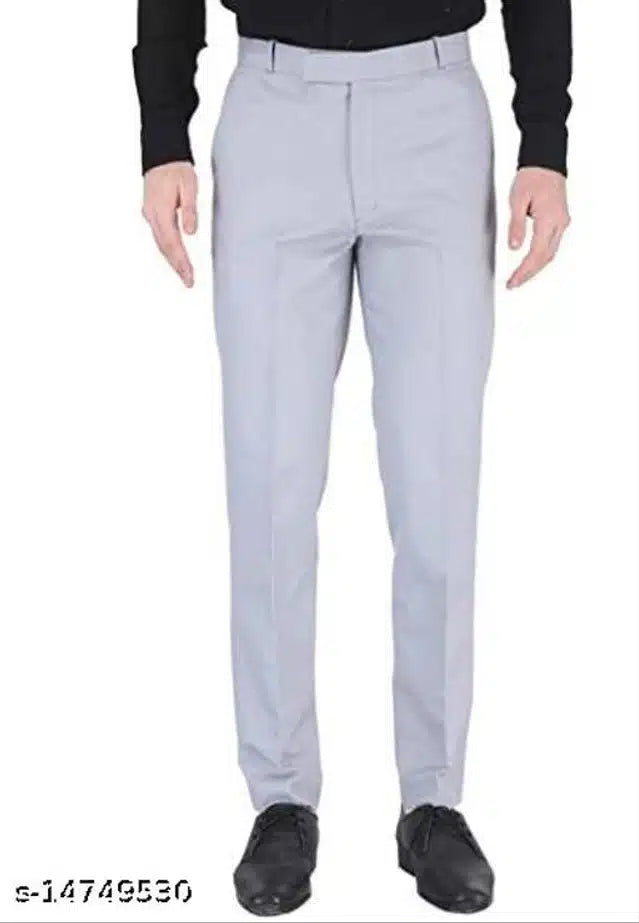 Cotton Blend Trouser for Men (Grey, 28)