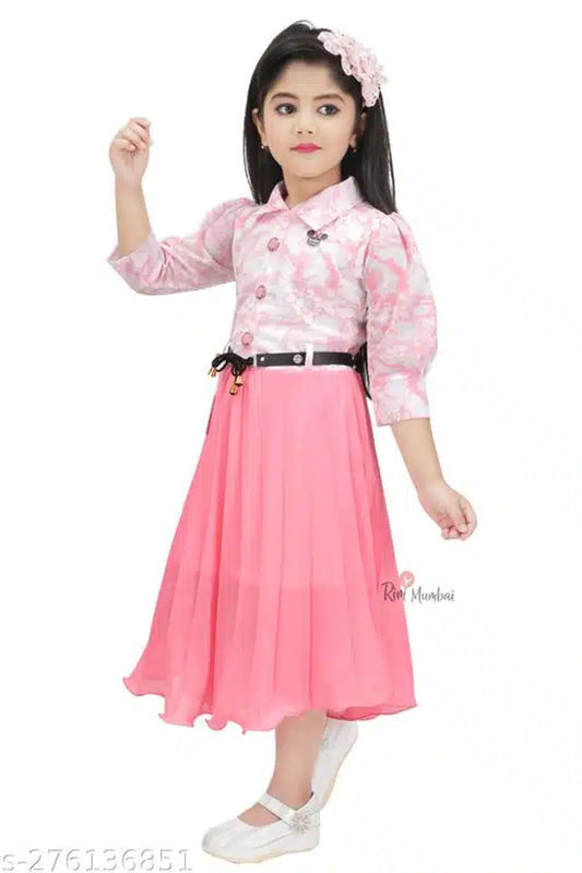 Cotton Blend Frock for Girls (Pink, 1-2 Years)