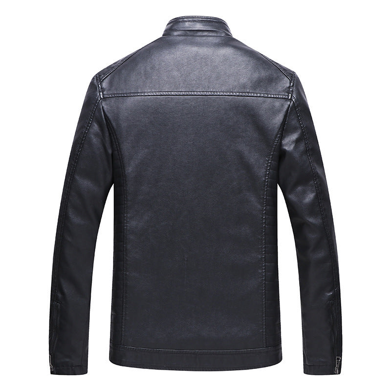 Men's new winter cashmere thick warm leather jacket PU leather jacket