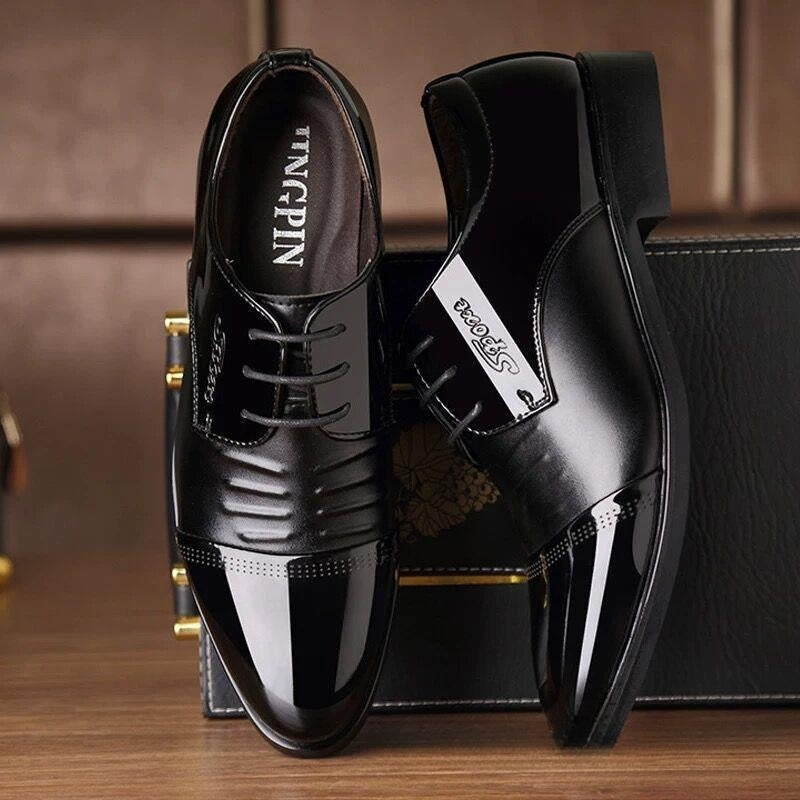 Men's Autumn Height Increasing Casual Black Groom Wedding Shoes