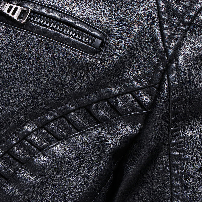 Men's new winter cashmere thick warm leather jacket PU leather jacket