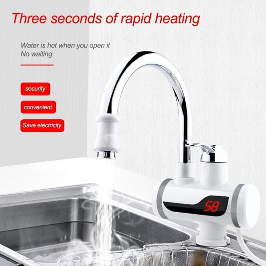 Electric Hot Water Heater Faucet Kitchen And Bathroom Heating Dispenser Tap Digital Temperature With Display - DIGITAL HUB SHOP